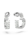 Swarovski Matrix 5653170 Rhodium Plated & Crystal Hoop Earrings - with White | Sold by Uncle Wiener's Wholesale