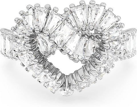 SWAROVSKI Matrix cocktail ring, Mixed cuts, Heart, White, Rhodium Finish. 55 - with | Sold by Uncle Wiener's Wholesale