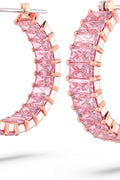 Swarovski Matrix Crystal Hoop Earrings, Blue and Clear Crystals, Rhodium Finish - with | Sold by Uncle Wiener's Wholesale