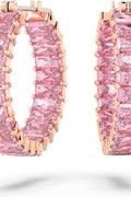 Swarovski Matrix Crystal Hoop Earrings, Blue and Clear Crystals, Rhodium Finish - with | Sold by Uncle Wiener's Wholesale