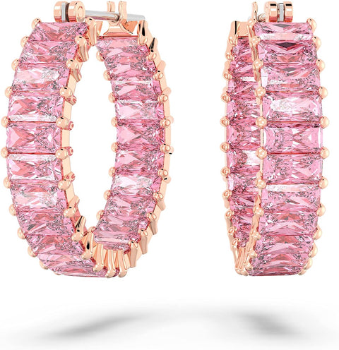 Swarovski Matrix Crystal Hoop Earrings, Blue and Clear Crystals, Rhodium Finish - with | Sold by Uncle Wiener's Wholesale