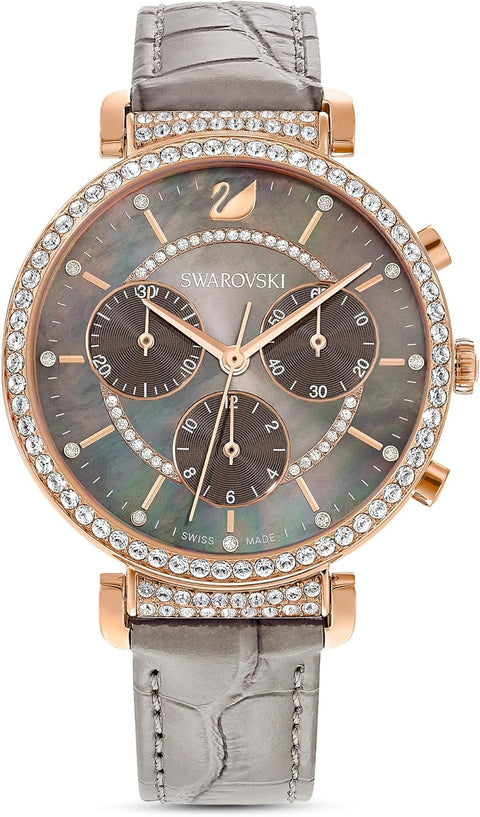 Swarovski Passage Chrono Crystal Watch Collection, Leather Strap - with | Sold by Uncle Wiener's Wholesale