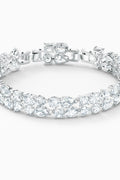 Swarovski Tennis Deluxe Silver Tone Bracelet - with silver | Sold by Uncle Wiener's Wholesale