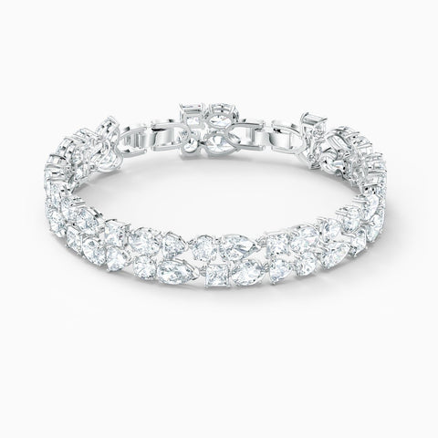 Swarovski Tennis Deluxe Silver Tone Bracelet - with silver | Sold by Uncle Wiener's Wholesale