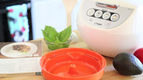 TIGER JBV - A10U 5.5 - Cup (Uncooked) Micom Rice Cooker with Food Steamer Basket, White - with | Sold by Uncle Wiener's Wholesale