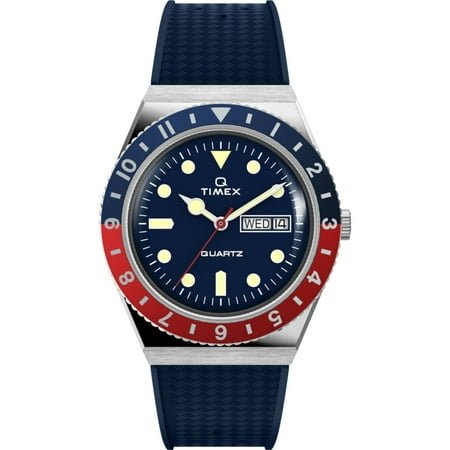 Timex TW2V32100 Men's Q Quartz Blue Dial Rubber Strap Watch - with Other | Sold by Uncle Wiener's Wholesale
