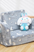 Toddler Baby Chair Couch Sofa Kids Foldable 2 - in - 1 Fold Out Couch Toddler Chairs Comfy for Boys & Girls Convertible Kids Furniture lounge chair for Playroom with Double Pockets, Glow in the Dark Grey - with Grey Moon | Sold by Uncle Wiener's Wholesale