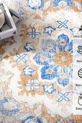 Topotdor Machine Washable Area Rug 9x12 Large Ultra - Thin Area Rugs with Non - Slip Backing Foldable Rugs for Living Room Bedroom Dining Room, Blue Orange - with Blue/Orange | Sold by Uncle Wiener's Wholesale