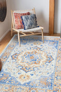 Topotdor Machine Washable Area Rug 9x12 Large Ultra - Thin Area Rugs with Non - Slip Backing Foldable Rugs for Living Room Bedroom Dining Room, Blue Orange - with Blue/Orange | Sold by Uncle Wiener's Wholesale