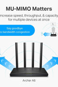 TP - Link AC1200 Gigabit WiFi Router (Archer A6) - Dual Band MU - MIMO Wireless Internet Router, 4 x Antennas, OneMesh and AP mode, Long Range Coverage - with | Sold by Uncle Wiener's Wholesale