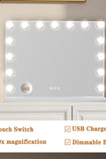 Vanity Mirror with Lights 15LED Bulbs 3 Lighting Modes Lighted Makeup Mirror for Desk or Wall - Mount Hollywood Vanity Mirror with USB Charger Port. 22.8" x 18.1" (58*46cm). Built - in Bluetooth speaker - with | Sold by Uncle Wiener's Wholesale