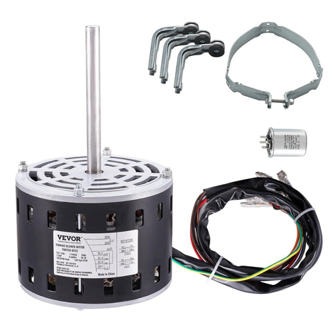 VEVOR 1/3HP Furnace Blower Motor, 110/120V 4.4Amps, 1075RPM 4 Speeds, CW/CCW Rotation, 48 Frame 5.2" Shaft Length, 5μF/370V Capacitor + 11" Hold Hoop - with | Sold by Uncle Wiener's Wholesale