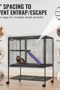 VEVOR 36" Rolling Metal Ferret Cage, Large 2 - Tier Critter Nation Cage, Small Animal Cage with Ramps & Tray, Easy to Set up for Pet Mice, Hamster, Guinea Pig, Chinchilla, Squirrel, Hedgehogs, Bunny - with black | Sold by Uncle Wiener's Wholesale