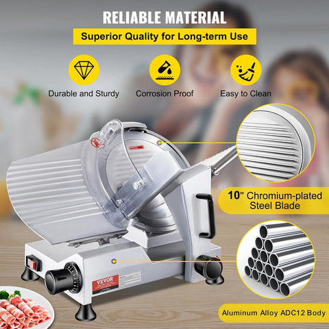 VEVOR Commercial Meat Slicer, 10 inch Electric Food Slicer, 240W Frozen Meat Deli Slicer, Semi - Auto Meat Slicer for Commercial and Home use - with | Sold by Uncle Wiener's Wholesale