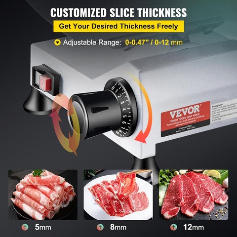 VEVOR Commercial Meat Slicer, 10 inch Electric Food Slicer, 240W Frozen Meat Deli Slicer, Semi - Auto Meat Slicer for Commercial and Home use - with | Sold by Uncle Wiener's Wholesale