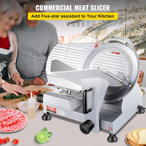 VEVOR Commercial Meat Slicer, 10 inch Electric Food Slicer, 240W Frozen Meat Deli Slicer, Semi - Auto Meat Slicer for Commercial and Home use - with | Sold by Uncle Wiener's Wholesale