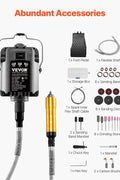 VEVOR flexible shaft grinder with 3-jaw chuck and accessories – front view
Rotary tool kit with 31 attachments for grinding and polishing
VEVOR 1200W flexible shaft grinder foot pedal and control unit
Precision bit grinding with VEVOR rotary tool on wood
Complete accessory kit for rotary shaft grinder – sanding, carving, polishing