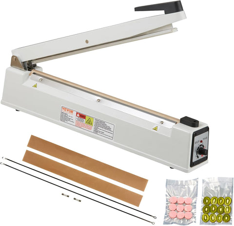 VEVOR Impulse Sealer 16 inch, Manual Heat Sealing Machine with Adjustable Heating Mode, Aluminum Shrink Wrap Bag Sealers for Plastic Mylar PE PP Bags, Portable Poly Bag Sealer with Extra Replace Kit - with | Sold by Uncle Wiener's Wholesale
