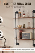 VEVOR Industrial Pipe Shelf, 3 Tier 24x7.87in, Wall - Mount Floating Rustic Wood Shelves Bracket Display Bookshelf, Storage Rack Sundries Holder for Kitchen Bedroom Bathroom Living Room, Black - with | Sold by Uncle Wiener's Wholesale