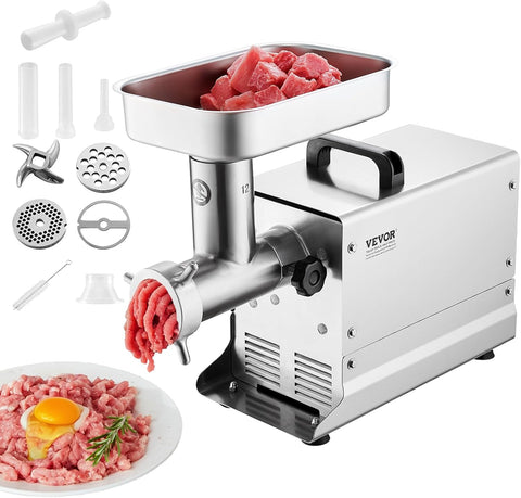 VEVOR Meat Grinder, 0.75 HP 650W, 2,7kg/Min Electric Meat Grinders with Blade, Grinding Plate, Sausage Maker, Stainless Steel Commercial Meat Mincer for Kitchen Restaurant Butcher Store, ETL Listed - with | Sold by Uncle Wiener's Wholesale