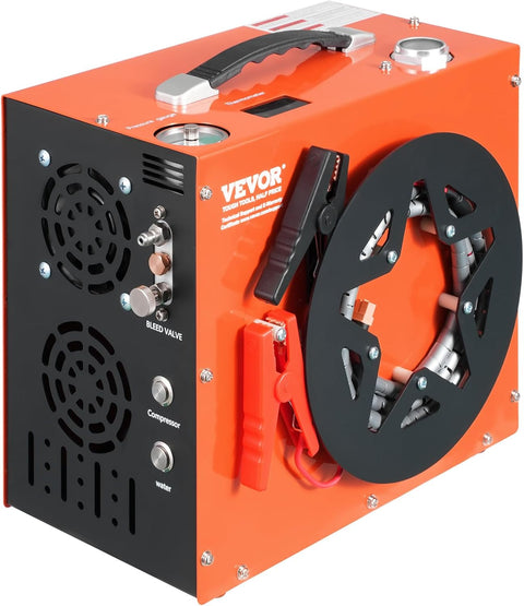 VEVOR PCP Air Compressor, 4500PSI/30Mpa Portable PCP Airgun Compressor - Built - in Water and Fan Cooling System, Auto - Stop | DC12V/AC120V Paintball Tank Compressor for Air Rifle, Scuba Diving Bottle - with | Sold by Uncle Wiener's Wholesale