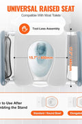 VEVOR raised toilet seat with aluminum frame and cushion
7-position adjustable toilet seat for seniors
Padded toilet riser with side storage bag
Height adjustable toilet aid for mobility support
VEVOR raised seat fits round and elongated toilets