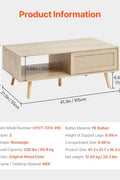 VEVOR Rattan Coffee Table, Mid Century Modern Table, Rectangle Wood Table, 42 Inch Modern Boho Style Two Layers Storage Coffee Table, for Living Room, Bedroom & Small Spaces - with Original Wood Color | Sold by Uncle Wiener's Wholesale