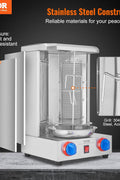 VEVOR Shawarma Grill Machine, 13 lbs Capacity, Chicken Shawarma Cooker Machine with 2 Burners, Gas Vertical Broiler Gyro Rotisserie Oven Doner Kebab Machine, for Home Restaurant Kitchen Parties - with Silver | Sold by Uncle Wiener's Wholesale