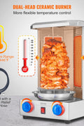 VEVOR Shawarma Grill Machine, 13 lbs Capacity, Chicken Shawarma Cooker Machine with 2 Burners, Gas Vertical Broiler Gyro Rotisserie Oven Doner Kebab Machine, for Home Restaurant Kitchen Parties - with Silver | Sold by Uncle Wiener's Wholesale