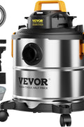 VEVOR Stainless Steel Wet Dry Vacuum Cleaner, 5.5 Gallon 6 Peak HP Wet/Dry Vacuum, Powerful Suction with Blower Function with Attachment 2 - in - 1 Crevice Nozzle, - with | Sold by Uncle Wiener's Wholesale