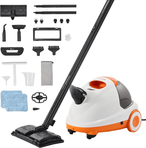 VEVOR Steam Cleaner, Multipurpose Powerful Steamer with 23 Accessories, Steamer Cleaing with Extra - Long Power Cord, 84.55 oz Tank and Portable Handle, for Grout, Tile, Floors, Appliances, Home & Car - with White+Orange | Sold by Uncle Wiener's Wholesale