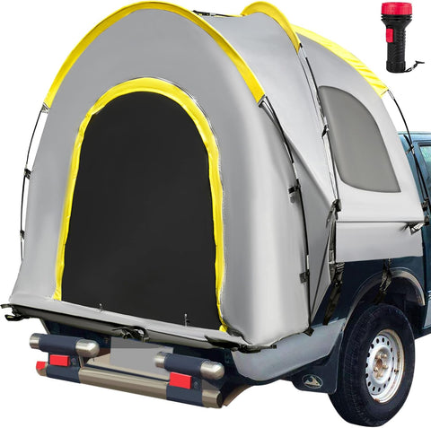 VEVOR Truck Tent 6.4 - 6.7 ft,Pickup Tent for Full Size Truck, Waterproof Truck Camper, 2 - Person Sleeping Capacity, 2 Mesh Windows, Easy to Setup Truck Tents for Camping, Hiking, Fishing - with Silver | Sold by Uncle Wiener's Wholesale