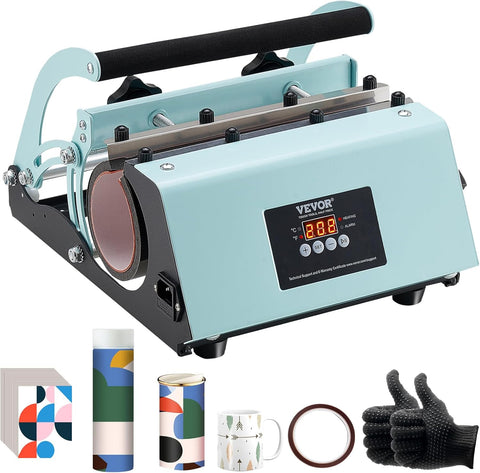 VEVOR Tumbler Heat Press Machine, 11 - 30oz Mug Press, Heat Up Fast and Even, Tumbler Press with Sublimation Paper, Tape and Gloves, Temp and Time Setting, for Sublimation Tumblers, Cups, Mugs, Green - with | Sold by Uncle Wiener's Wholesale