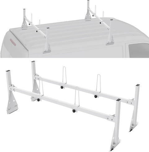 VEVOR Van Roof Ladder Racks, 59" Adjustable Van Racks, 600 lbs Capacity Heavy - Duty Steel Roof Racks for Van, Drilling Rack for Chevrolet Express 1500 2500 3500/ Ford E150 E250 E350/ GMC Savana, 2 Bars - with | Sold by Uncle Wiener's Wholesale
