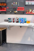 VEVOR 23.62-inch wall mounted folding table for small spaces
White floating desk for laundry, garage, kitchen, or RV
Space-saving wall drop leaf table with slow-closing brackets
Fold-down compact workbench for home use