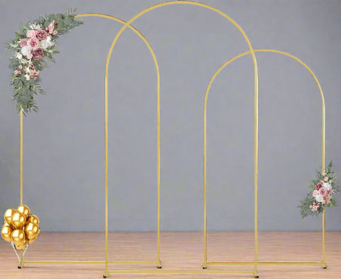 VEVOR gold wedding arch backdrop stand set of 3 sizes with crossbar base and carry case – perfect for weddings and events
