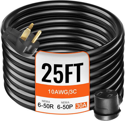 VEVOR Welder Extension Cord 30Amp 25ft 250V, Welding Power Cord with NEMA 6 - 50 Plug 10 Gauge 3 Prong for MIG Lincoln Plasma Miller TIG - with | Sold by Uncle Wiener's Wholesale