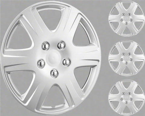 VEVOR 15-inch universal hubcap in silver – front view
Set of 4 R15 silver VEVOR hubcaps – multiple angles
Clip-on VEVOR hubcaps installation method – diagram
Before and after wheel appearance with VEVOR hubcaps
Durable weather-resistant VEVOR hubcaps in packaging