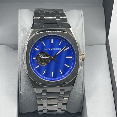 Vince Camuto VC1156BLSV Men's Stainless Steel Blue Dial Automatic Watch NEW - with | Sold by Uncle Wiener's Wholesale