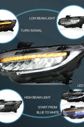 VLAND Headlight Assembly Fit for 2016 - 2021 10th Gen Honda Civic DRL with Startup Animation - with | Sold by Uncle Wiener's Wholesale