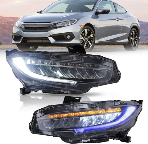 VLAND Headlight Assembly Fit for 2016 - 2021 10th Gen Honda Civic DRL with Startup Animation - with | Sold by Uncle Wiener's Wholesale