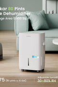 Waykar 120 Pints Energy Star Dehumidifier for Spaces up to 5,000 Sq. Ft at Home, in Basements and Large Rooms with Drain Hose and 1.14 Gallons Water Tank (JD025CE - 120) - with White | Sold by Uncle Wiener's Wholesale