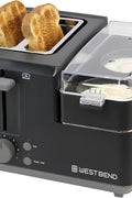 West Bend 78500 Breakfast Station Wide Slot Toaster with Removable Crumb Tray includes Meat and Vegetable Warming Tray with Egg Cooker and Poacher, 2 - Slice, Black - with | Sold by Uncle Wiener's Wholesale