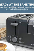 West Bend 78500 Breakfast Station Wide Slot Toaster with Removable Crumb Tray includes Meat and Vegetable Warming Tray with Egg Cooker and Poacher, 2 - Slice, Black - with | Sold by Uncle Wiener's Wholesale