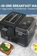 West Bend 78500 Breakfast Station Wide Slot Toaster with Removable Crumb Tray includes Meat and Vegetable Warming Tray with Egg Cooker and Poacher, 2 - Slice, Black - with | Sold by Uncle Wiener's Wholesale