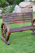 WGB61 NEW PATIO GARDEN WOODEN WAGON WHEEL BENCH - with | Sold by Uncle Wiener's Wholesale