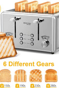 whall 4 Slice Touch Screen Toaster, Stainless Steel Toasters Digital Timer, Dual Control Panel Toasters，6 Shade Settings＆6 Bread Types, Smart Wide Slots, Bagel, Cancel, Defrost,White - with White | Sold by Uncle Wiener's Wholesale