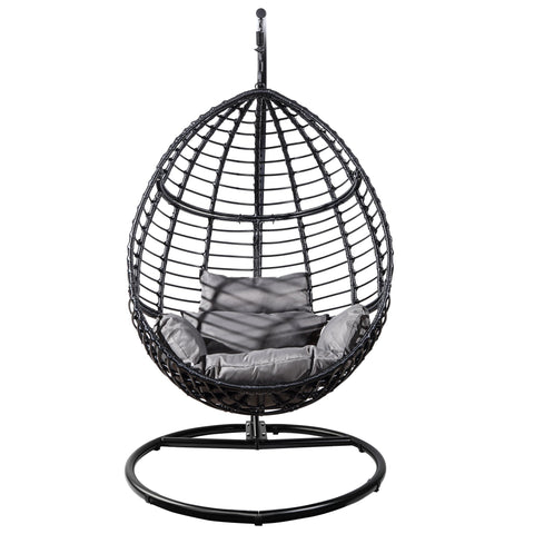 Wicker Egg Swing Chair for Indoor & Outdoor – Hanging Rattan Chair with Cushions & Steel Frame – 568145 - with | Sold by Uncle Wiener's Wholesale