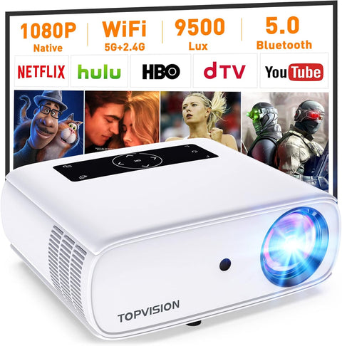 WiFi Projector, 5G Mini Projector 9500L Full HD Native 1080P Video Bluetooth Projector 4K, Portable Home Outdoor Wireless Mirroring Projector Compatible with iPhone/Android/TV Stick/HDMI/USB white - with | Sold by Uncle Wiener's Wholesale