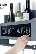 Wooden Wine Bottle Rack Wall Mounted with Glass Holder and Chalk Board - Liquor and Whiskey Shelf - Home Bar Shelves for Wall - Modern Kitchen Farmhouse Decor - with | Sold by Uncle Wiener's Wholesale